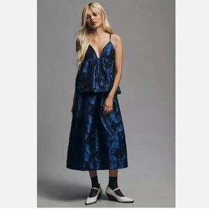 Blue Anthropologie Sleeveless Open-Back Jacquard Midi Dress can fit M/L